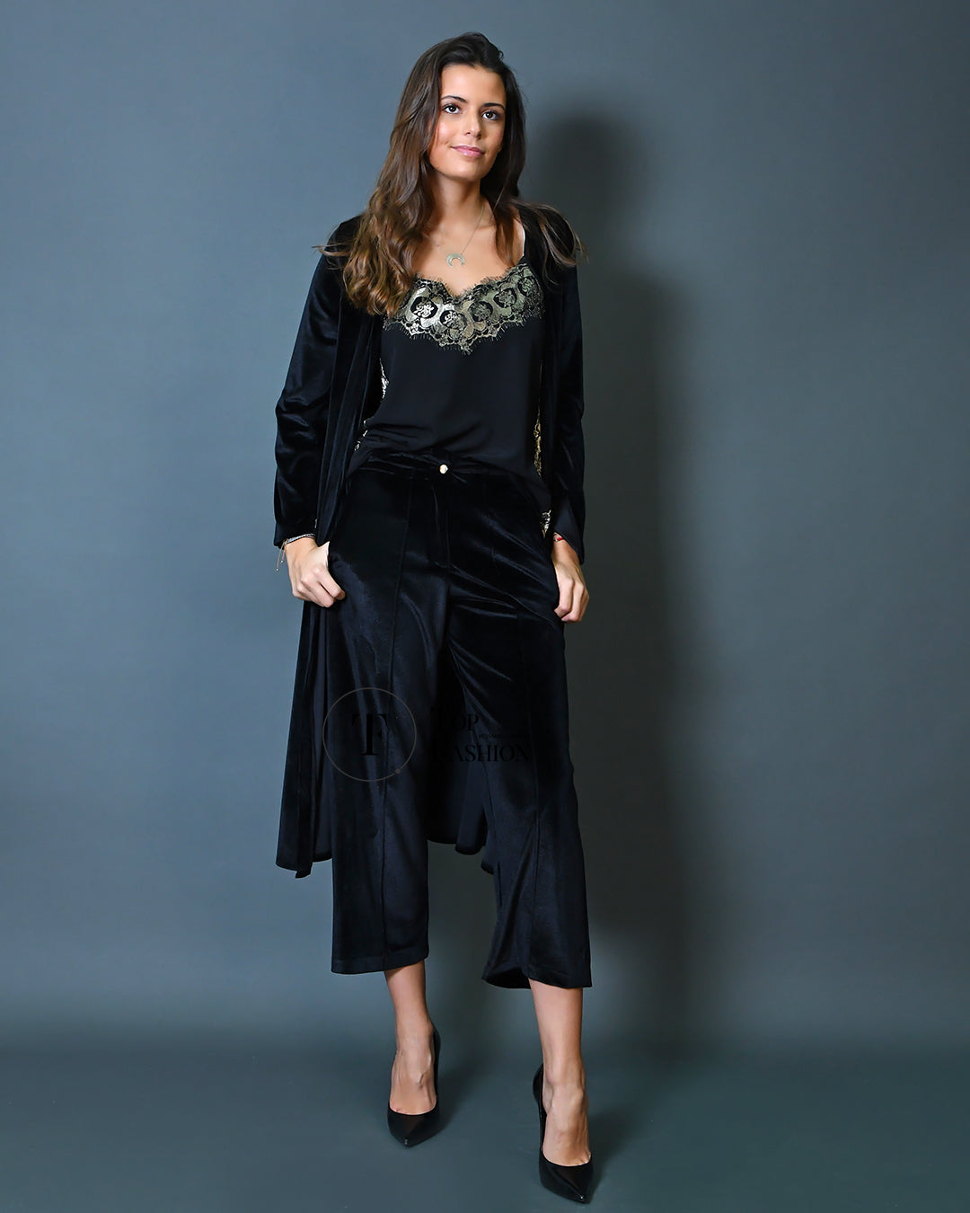 Culottes em Veludo Preto