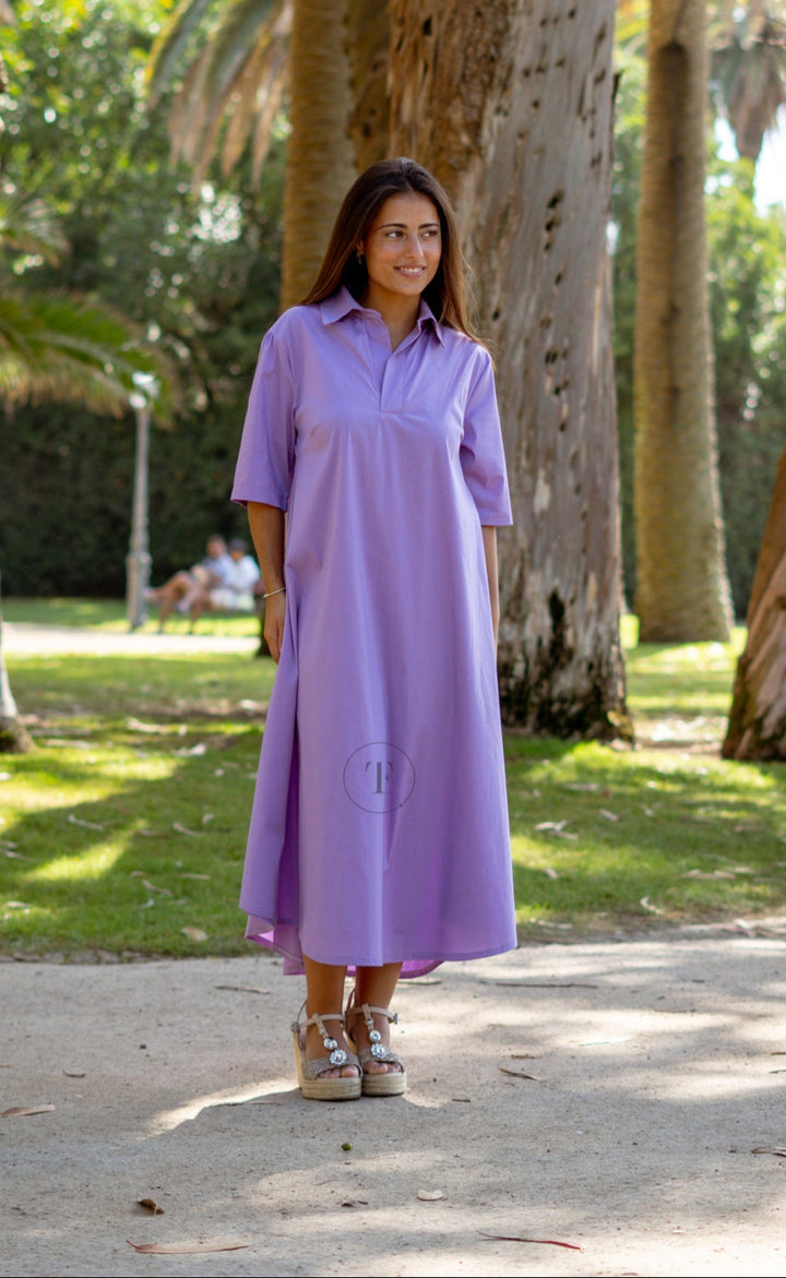 Vestido em Popeline Lilás