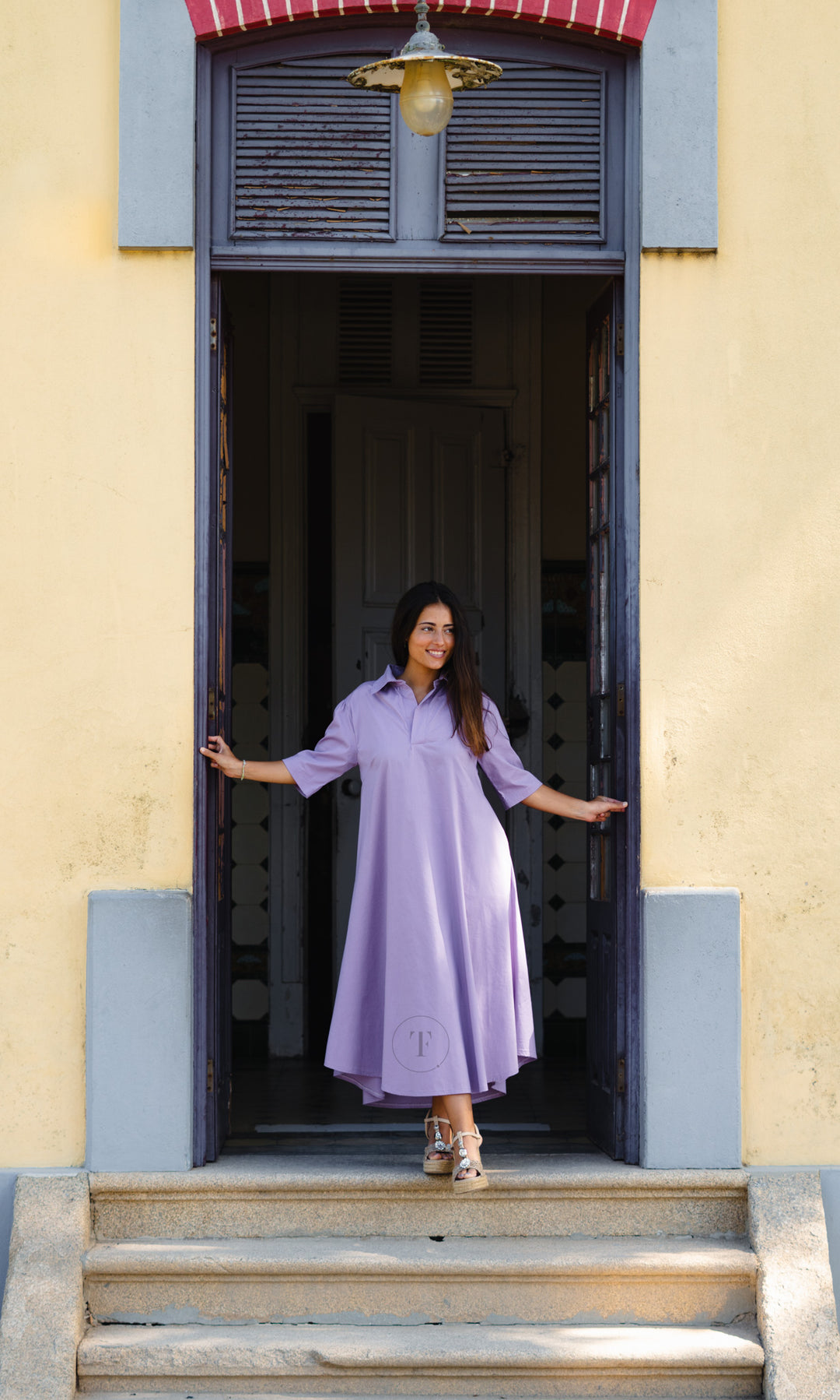 Vestido em Popeline Lilás