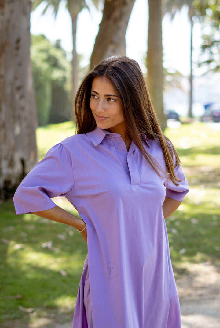 Vestido em Popeline Lilás