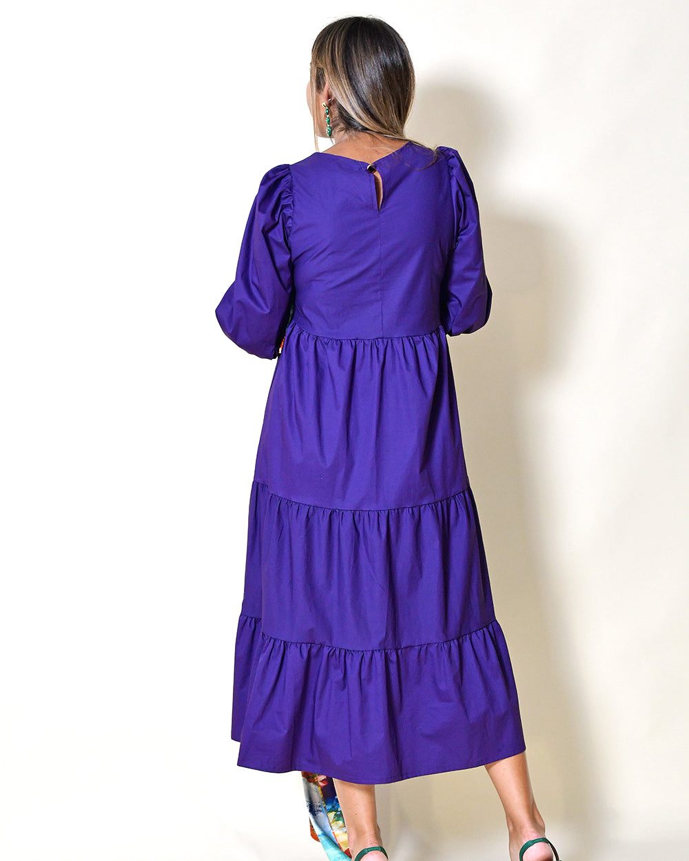 Vestido Tipo Boneca Roxo C/Decote em V