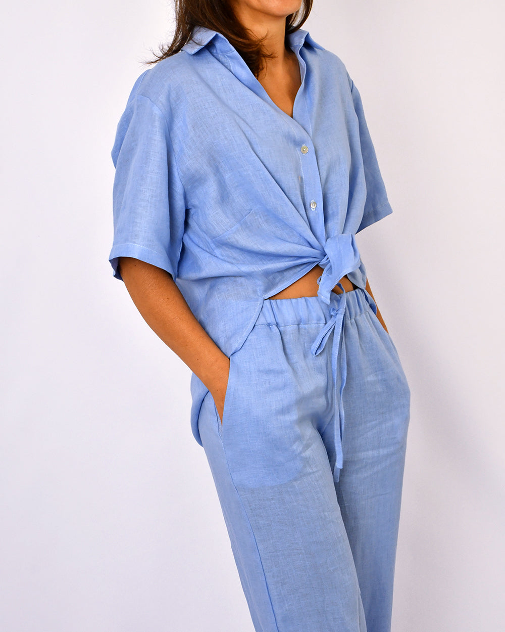 Conjunto Túnica e Calça Linho Azul