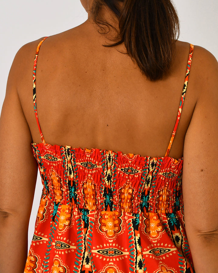 Vestido de Alças Padrão Afro