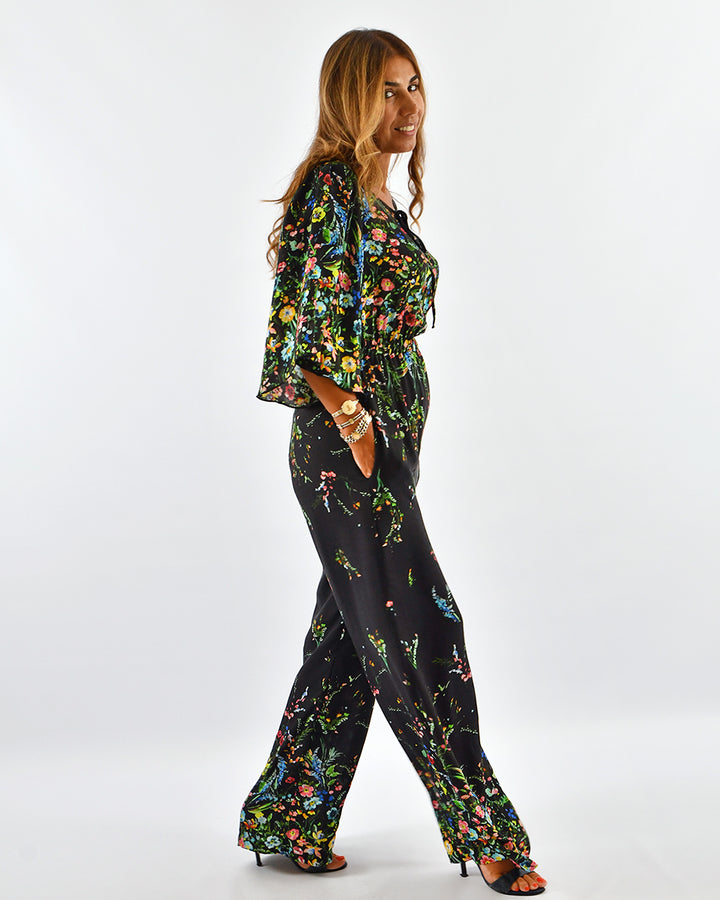 Jumpsuit Preto Florido