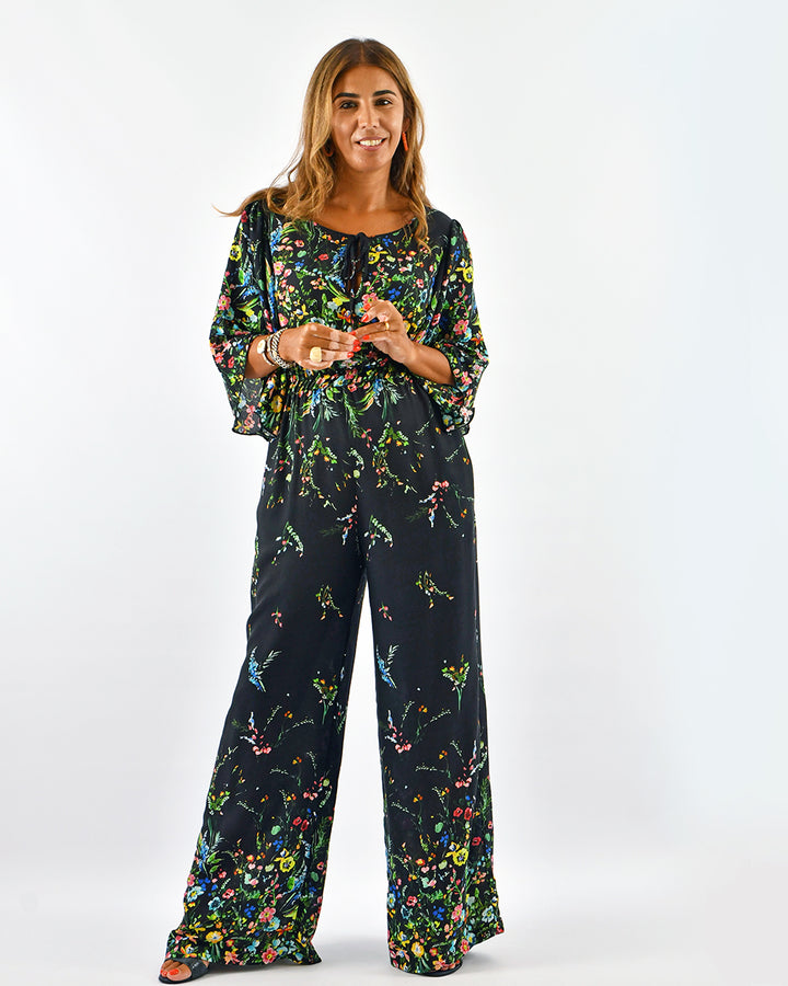 Jumpsuit Preto Florido