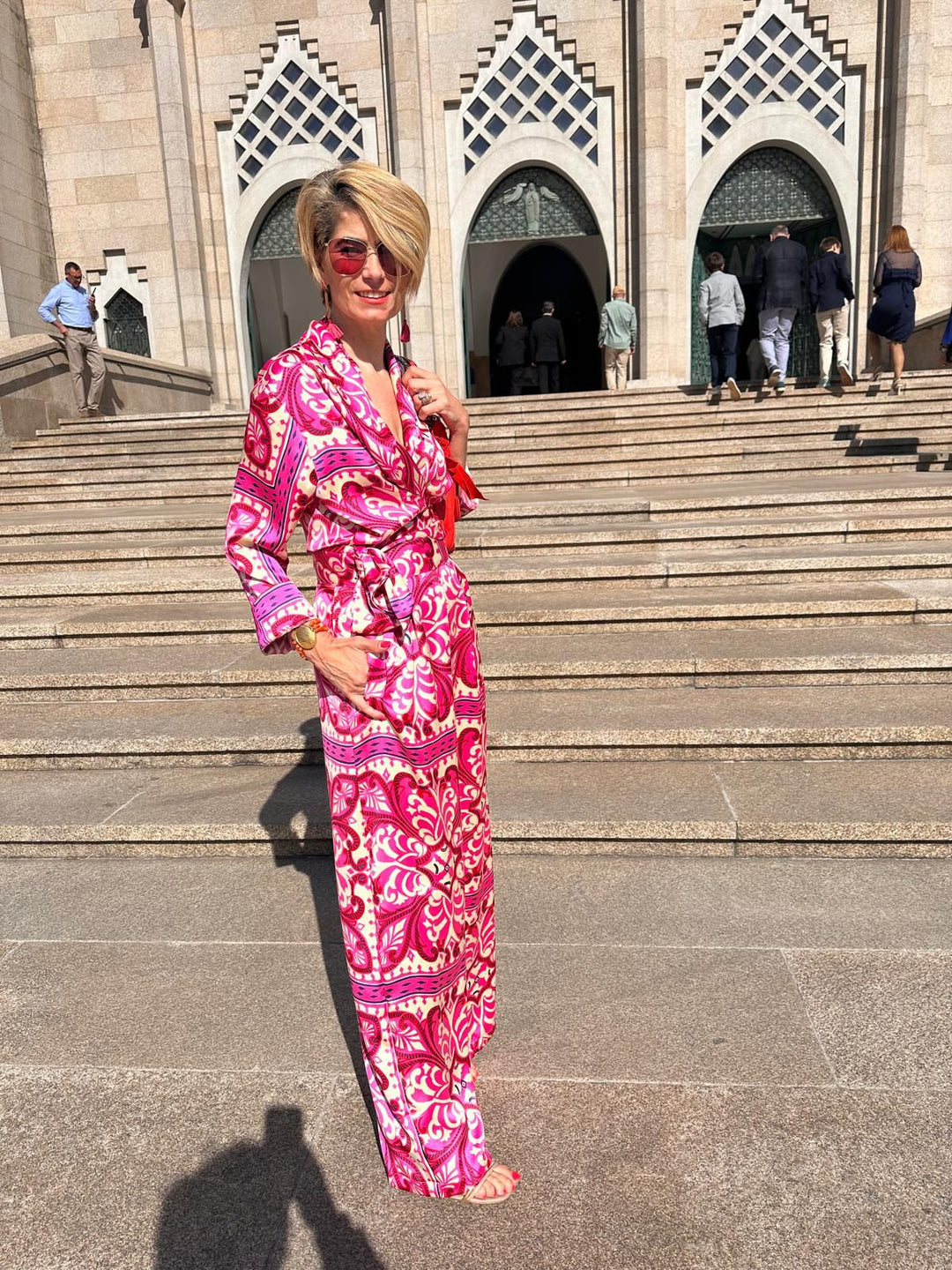 Conjunto Kimono e Calça Padrão Rosa