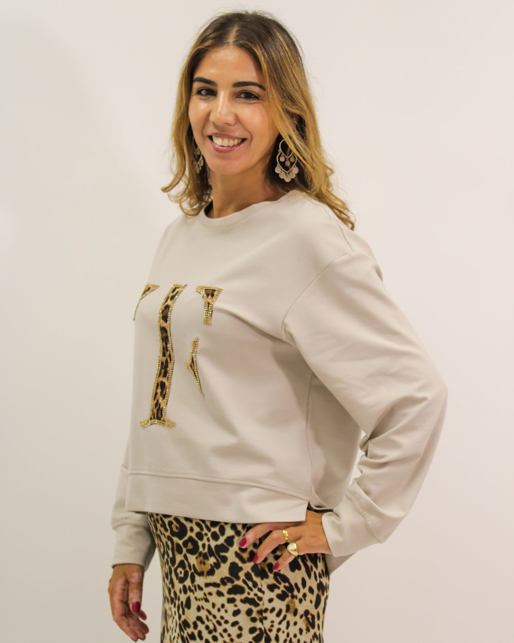 Camisola de Malha Bege Top Fashion