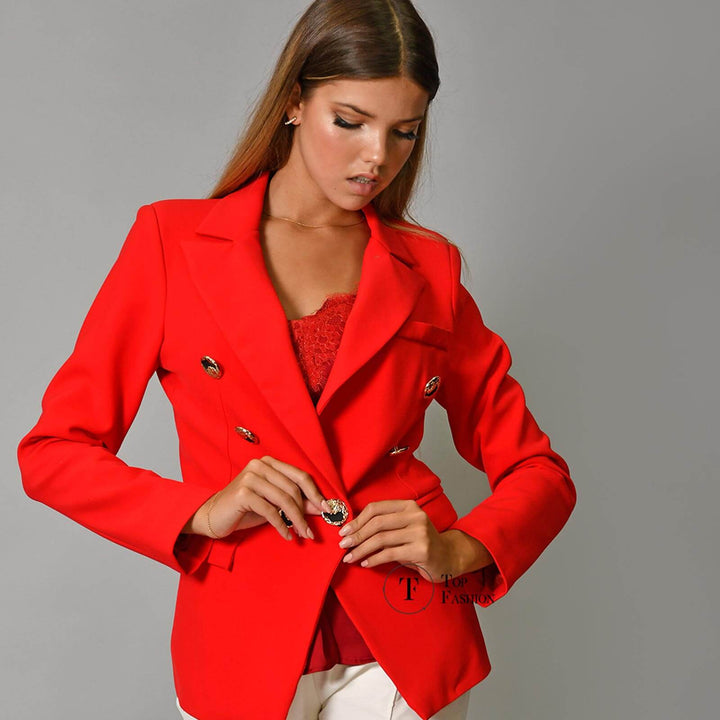 Blazer Básico com Botões Vermelho