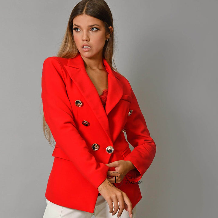 Blazer Básico com Botões Vermelho