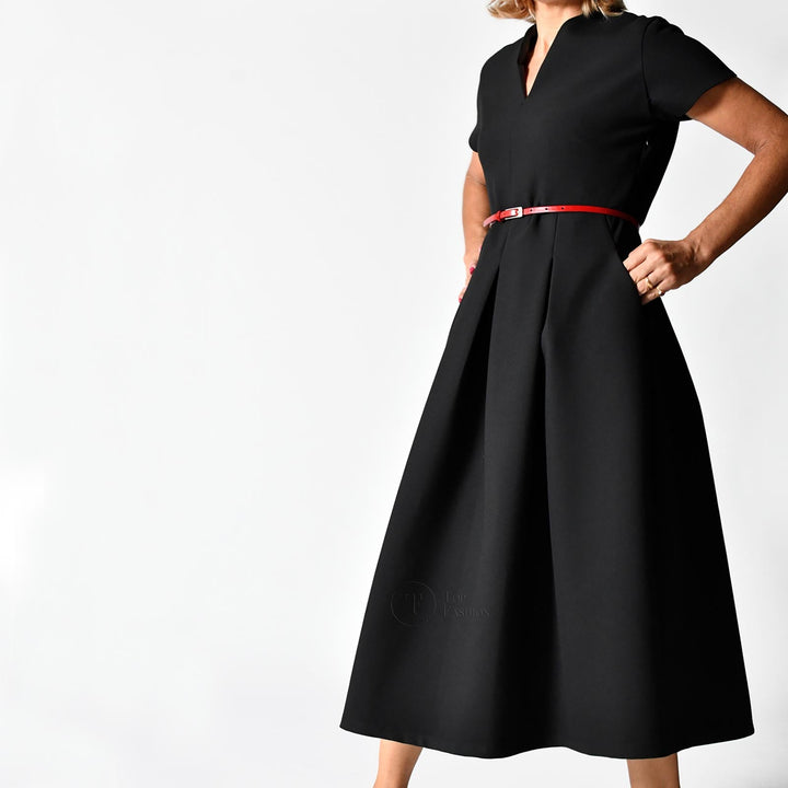 Vestido Comprido Preto com Pregas
