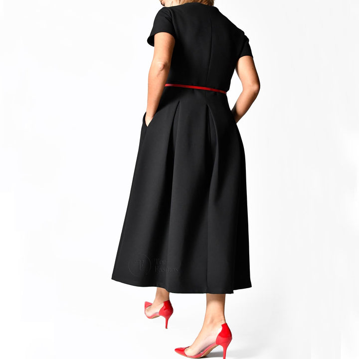 Vestido Comprido Preto com Pregas