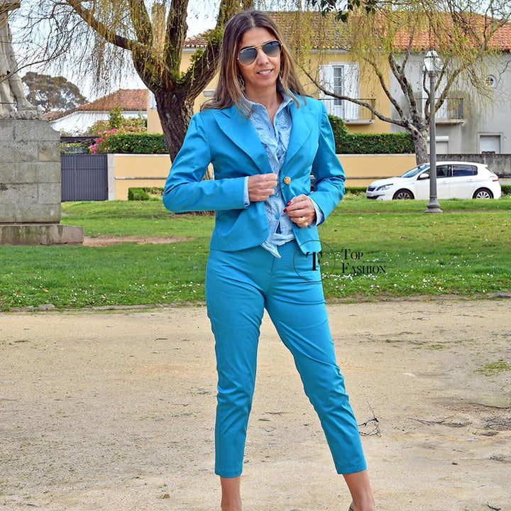 Blazer em Sarja Azul