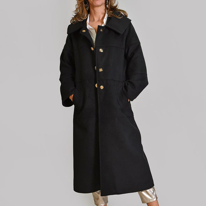 Sobretudo de Fazenda Preta com Gola