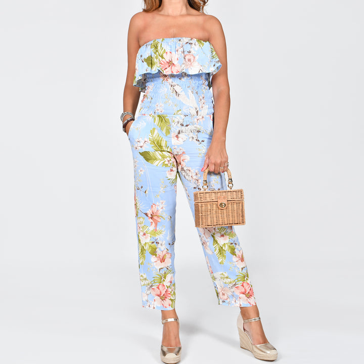 Jumpsuit Azul Florido C/Folhos