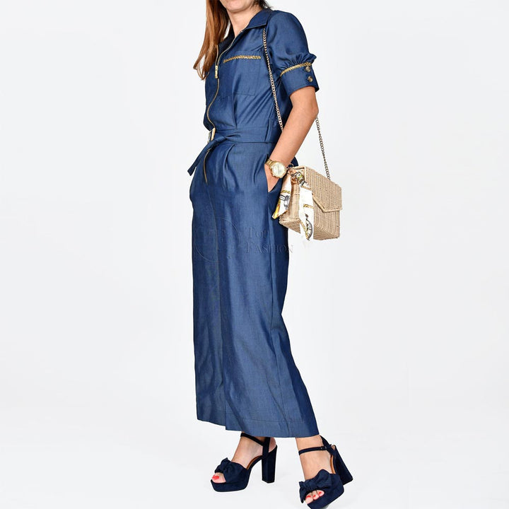 Jumpsuit de Ganga C/Manga e Fecho