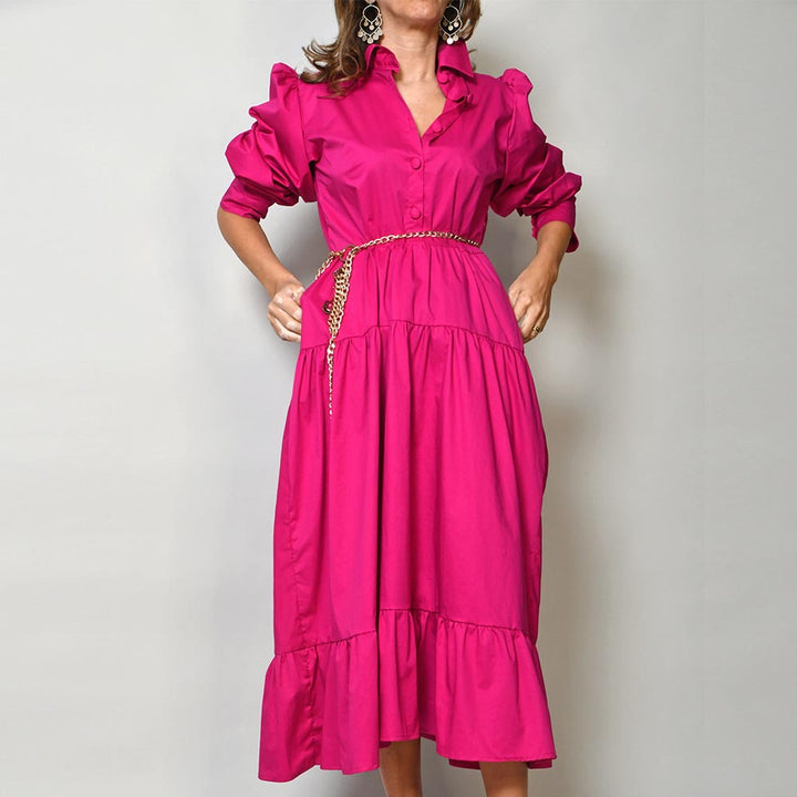 Vestido Camiseiro em Popeline Fuschia