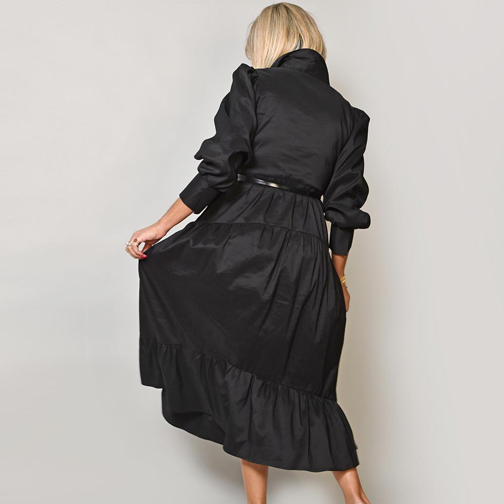 Vestido Camiseiro em Popeline Preta