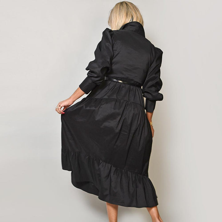 Vestido Camiseiro em Popeline Preta