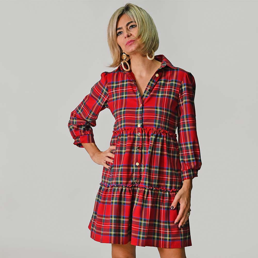 Vestido Camiseiro Xadrez Vermelho