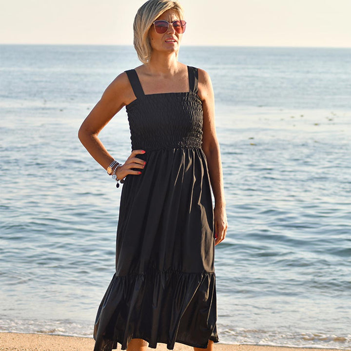 Vestido Preto C/Alças e Elásticos
