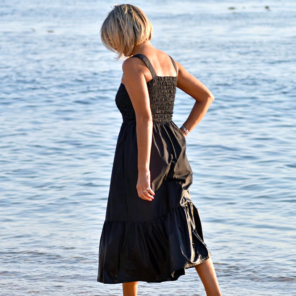 Vestido Preto C/Alças e Elásticos